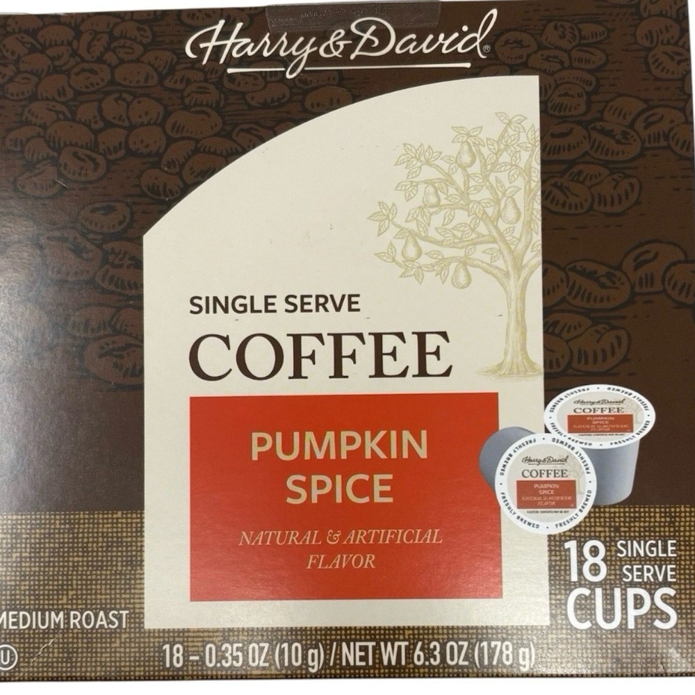 HARRY & DAVID Single Serve Pumpkin Spice Coffee Pods 18 Count Exp 6/26